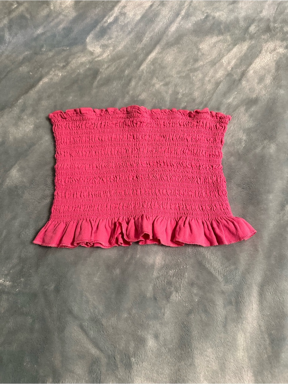 Lottie Moss pink ruffle tube top